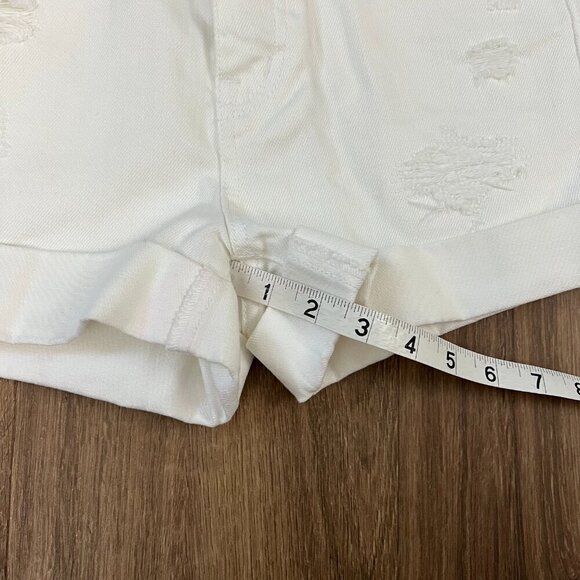 J Crew White Roll Cuff Distressed Jean Shorts Sz 24 - Picture 7 of 8
